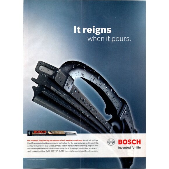 2005 Bosch Windshield Wipers Wiper Blade Vintage Print Ad When it Pours Wall Art - Picture 1 of 2